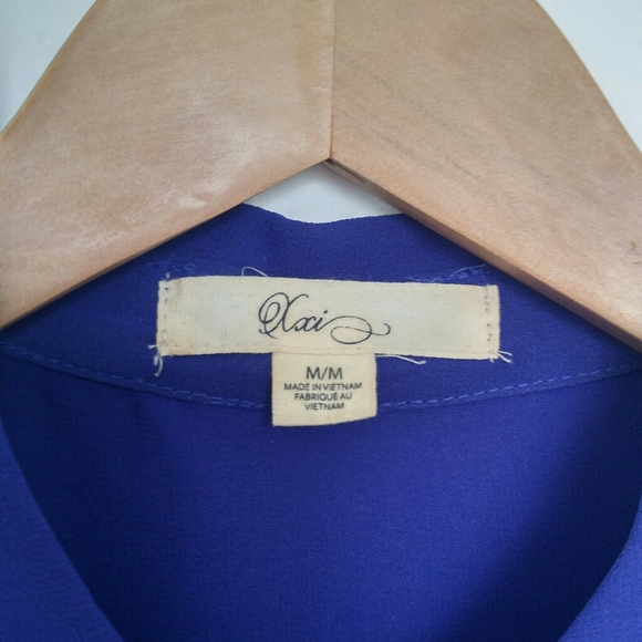 Royal Blue Sheer Sleeveless Blouse - Picture 7 of 11